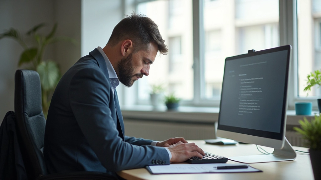 Person in tiefem Fokus, arbeitet konzentriert an wichtiger Aufgabe